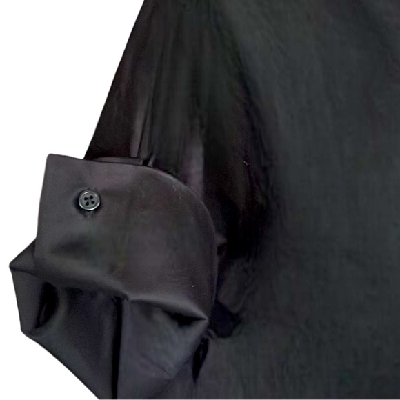 NEW COS slit front neckline top. Exaggerated sleeve cuffs. Polished cotton. - Picture 4 of 8